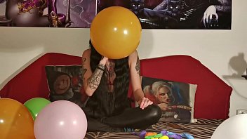 Baloon blowing & popping by teen girl pt2 HD